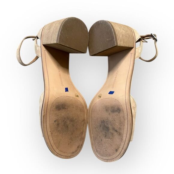Lucky Brand Heels Women’s 10.5 Solinio Nude Suede Square Toe Sandals - Picture 4 of 8